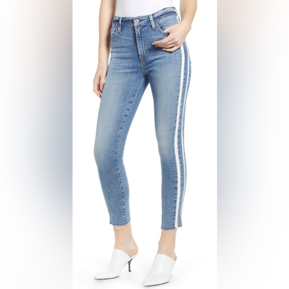 7 FOR ALL MANKIND NEW Women's Side-stripe Ankle Super Slim, Skinny Jeans 30 NWT